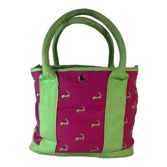 Cape Cod green and pink durable tote bag from Cuffy's Hot Pink Green Souvenir - Picture 2 of 9